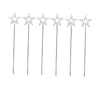 WOONEKY 6 pièces Baguette Fée Argentée Baguette Princesse Accessoire de Cosplay pour Filles Décorative pour Fêtes et Spectacles sur Scène