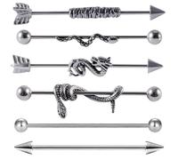 WOONEKY 6 Pièces Boucles D'Oreilles Bar Industriel en Acier Inoxydable Piercing d'Oreille Bijoux Corps Style Décontracté pour Hommes