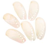 WOONEKY 6 Pièces Coquillage D’ormeau Décoratif pour Mariage Plage, Beige | Ornement Côtier, Style Nautique et Plage, Pièce Unique, pour Décoration de Table, Photo et Cérémonie