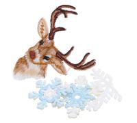 WOONEKY 6 Pièces Écussons Thermocollants Brodés Flocons Cerf Appliques DIY Durables pour Vêtements Chapeaux Sacs et Décoration Maison