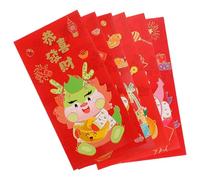WOONEKY 6 Pièces Lot de Enveloppes Rouges Chinoises avec Motif Dragon Doré Pochettes pour Nouvel An Symbole de Chance pour Fête Du Printemps Cadeaux Traditionnels