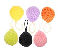 WOONEKY 6 pièces Lot de Éponges de Bain Exfoliantes pour Garçon Fille Nid Abeille Éponges Moussantes Colorées Nettoyage Doux Corps Accessoires Bain avec Corde de Suspension Pratique