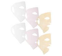 WOONEKY 6 Pièces Masque Facial en Silicone Réutilisable, Masque de Beauté 3d, Couverture Intégrale du Visage, Hydratant, Absorption des Soins, pour Femmes, Attaches D’oreille