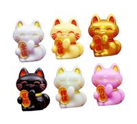 WOONEKY 6 Pièces Miniature Lucky Cat Figurines Set Adorable DIY Desktop Cat Statues for Home Office Decor Handcrafted Prosperity Ornaments