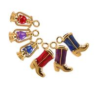 WOONEKY 6 Pièces Pendentifs Western et Lanternes Vintage Émail Double Face Acier Inoxydable Breloques Bijoux DIY pour Colliers Bracelets et Porte-clés de Noël