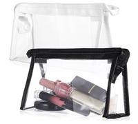 WOONEKY 6 pièces Trousse de Toilette Transparente PVC Étanche avec Fermeture Éclair Sacs de Rangement Portables pour Maquillage et Voyage Kit Pratique pour Vacances et Déplacements