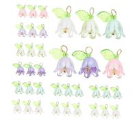 WOONEKY 60 pièces Perles Charms Fleur Acrylique pour Bijoux DIY Pendentifs Fleur pour Bracelets Colliers Accessoires Multi-couleurs pour Créations Artisanales