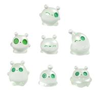 WOONEKY 7 Pièces Miniature Luminous Aliens DIY Micro Landscape Decor for Home Office Room Glow The Dark Ornaments for Fairy Garden and Space Party Decorations
