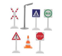 WOONEKY 7 pièces Panneaux de Signalisation Miniatures Educatif de Circulation et Accessoires de Piste de Train pour Garçon Fille Stimule Créativité et Raisonnement Spatial