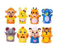 WOONEKY 8 pièces Kit Créatif Marionnettes Main Non Tissé pour Garçon Fille Matériel DIY Sûr et Éducatif Stimule Imagination et Motricité Décoration Cartoon Mixte