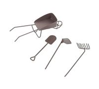 WOONEKY 8 Pièces Kit de Outils Miniatures de Jardinage pour Garçon Fille Pelle Râteau Brouette Modèle Rouillée Accessoires Décoratifs pour Plantes Succulentes et Maison de Poupée