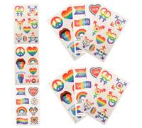 WOONEKY 9 feuilles Autocollants Tatouages Éphémères Arc-ciel Pour Garçon Fille et Adultes Décorations Fête Fierté Lgbt Stickers Visage Colorés et Résistants