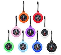 WOONEKY 9 pièces Boussole Clip Mini Portable Couleurs avec Mousqueton Navigation Précise Base Magnétique et Compact pour Randonnée Camping Alpinisme Voyage