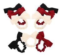 WOONEKY 9 Pièces Chouchous Élastiques à Cheveux Noeud Satiné Double Accessoires Nœud pour Queue de Cheval Anti-glisse et Doux pour Cheveux Épais et Longs Fêtes et Mariages