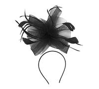 WOONEKY Accessoire De Tête Plumes Et Tulle Élégant Chapeau De Fête Maille Pour Occasions