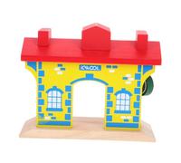 WOONEKY Accessoires de Station Ferroviaire Bois Éducatif pour Ensemble de Barrières et Rails Modulables Apprentissage des Règles de Circulation Jeu Collaboratif Créatif