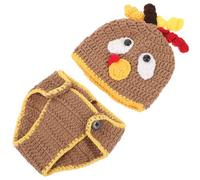 WOONEKY Accessoires Photo pour Bébé Chapeau Dindon en Coton Confortable, Ensemble Créatif et Délicat pour Séance Photo -né et Fête