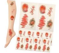 WOONEKY Autocollants Cicatrices Temporaires Réalistes 10 Pièces pour Farces du 1er Avril, Fausses Blessures d'halloween en PVC Non Irritant, Tatouages Faciaux Garçon et Filles,