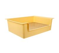 WOONEKY Bac à Litière pour Lapin et Petits Rongeurs Bac en Plastique Rectangulaire Crème Jaune Pot Anti-Chute Grille Amovible pour Cage pour Hamster Cochon d'Inde et Chinchilla