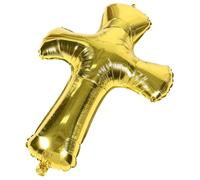 WOONEKY Ballons Baptême Croix Dorée Aluminium pour Fêtes Décoration Baptême et Shower Né Kit de Ballons Thème Religieux Polyvalent