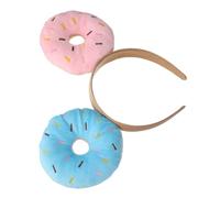 WOONEKY Bandeau de Fête de Donut - Serrage-tête Coloré Rose et Bleu - Accessoire Cosplay Ludique et Confortable pour Carnaval, Spa et Déguisement - Couvre-chefs Extravagants pour Filles