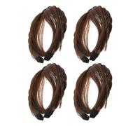 WOONEKY Bandeau Tressé Synthétique Frange pour Femmes Extensions de Cheveux Bruns Naturels Lot de 4 Pièces Léger et Respirant Camouflage des Racines Grises Utilisation Quotidienne et