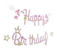 WOONEKY Bannière Anniversaire Sirène et Réutilisable Décoration Fête Garçon Fille Thème et Design Unique pour Fête Anniversaire