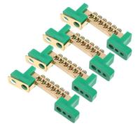 WOONEKY Barre de cuivre 4 pièces 6X9 CM 6 positions bornier de terre à vis vert bloc de mise à terre pour distribution électrique résidentielle et commerciale