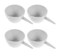 WOONEKY Bassines en Céramique Blanche Capacité 70ml Lot de 4 avec Poignée Forme Plate, pour Analyse Chimique et Concentration D'échantillons en Laboratoire