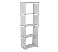 WOONEKY Bibliothèque Modulable Plastique Gris 5 Niveaux Moyenne Taille Étagère Bureau Rangement Polyvalent pour Maison Chambre Étudiante et Espace de Travail