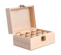 WOONEKY Boîte à Huiles Essentielles Bois Naturel Étui De Rangement pour Bouteilles Aromathérapie avec Loquet Robuste Et Couvercle Amovible