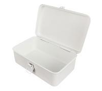 WOONEKY Boîte à Outils Vintage Verrouillable en Métal Boîte De Rangement Blanche Petite Robuste Conteneur De Stockage pour Bureau Et Bricolage 1 Pièce