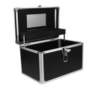 WOONEKY Boîte de Rangement Métallique pour Maquillage avec Serrure de Sécurité Mallette Noire Polyvalente pour Cosmétiques Organisateur de Comptoir Résistant et Élégant Usage Intérieur et