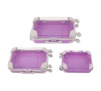 WOONEKY Boîte de Rangement pour Faux Cils Mini Valise en Plastique Violet Lot de 3 Pièces Transparent Organisateur de Cils Portable pour Extensions Voyage et Maquillage