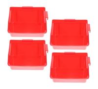 WOONEKY Boîte de Rangement pour Pièces Détachées Empilable 4 Compartiments Organiseur de Vis en ABS Robuste Rouge 95X100X50 MM Rayonnage de Stockage d'Entrepôt pour Atelier et Bureau
