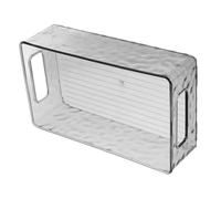 WOONEKY Boîte de Rangement Transparente Longue Plastique Gris pour Cuisine et Réfrigérateur Organiseur Rectangulaire Espace Optimisé Bac Congélateur et Garde Manger