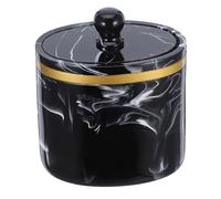 WOONEKY Boîte Rangement Salle Bain Marbrée avec Couvercle Boîte Bâtonnets et Coton Organisateur Compact pour Bâtonnets et Cure-Dents Pratique et Noir Encre
