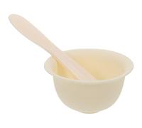 WOONEKY Bol à Masque en Silicone Flexible Beige Léger, Kit 2 Pièces Facile à Tenir pour Préparation de Masques Faciaux Faits Maison