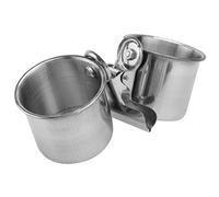 WOONEKY Bol Alimentation Eau Oiseaux Acier Inoxydable Résistant Double Gamelles avec Clip pour Perroquets Mangeoire Pratique Et Facile à Nettoyer Accessoires Cage Oiseaux