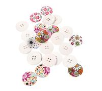 WOONEKY Boutons à Coudre en Bois 30 MM Ronds 4 Trous Motif Fleurs 50 Pcs pour Loisirs Créatifs Couture Décoration Vêtements Faits Main