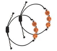 WOONEKY Bracelet Basket-Ball Tressé en Cire Lot de 2 Bracelets Ajustables à Breloques Ballon de Sport Accessoires de Sport pour Garçons et Filles Présent Anniversaire Thème Basketball