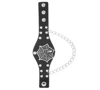 WOONEKY Bracelet Manchette Punk Tête de Mort en Pu Noir Toile D'araignée, Confortable et Résistant, pour Halloween et Style Rock Gothique