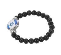 WOONEKY Bracelet Perles Drapeau D'israël Noir en Verre, Confortable et Polyvalent, Design Simple et Look Exquis pour Hommes et Femmes, Accessoire Patriotique Quotidien