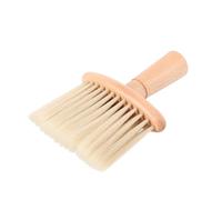 WOONEKY Brosse de Barbier à Manche Bois Portable Brosse de Nettoyage Cheveux Cassés Pratique pour Salons et Domicile pour Contour Oreilles et Nuque Beige