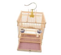 WOONEKY Cage à Oiseaux Suspendue Bambou Cage Rectangulaire Vintage avec Plateau Amovible Maison Naturelle pour Pinsons Et Petits Oiseaux