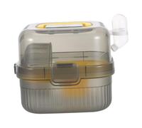 WOONEKY Cage de Transport Double Couche pour Petits Animaux Mallette Portable en Plastique Jaune Cage Sécurisée Aération Fond Amovible Facile à Nettoyer pour Hamsters Cochons D’Inde