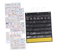 WOONEKY Calendrier Éducatif Mural pour Classe avec Pochettes Garçon Fille Outil Dapprentissage des Années Mois Saisons et Fêtes Tableau Pédagogique pour Maternelle et Préscolaire