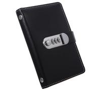 WOONEKY Carnet de Mots de Passe avec Serrure à Combinaison, Format Compact 17,5 X 11 Cm, Couverture Rigide en Cuir Pu Noir Profond, Organiseur Sécurisé pour Billets et Pièces, Coffre-fort