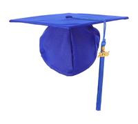WOONEKY Chapeau de Diplôme Ajustable 2025 avec Pompon, Bleu, Polyester