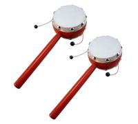 WOONEKY Clochette à Main Tambour à Main Bébé 7 Cm Double Face En Peau De Mouton Blanc Lot De 2 Jouets Musicaux Éducatifs Pour Stimulation Auditive